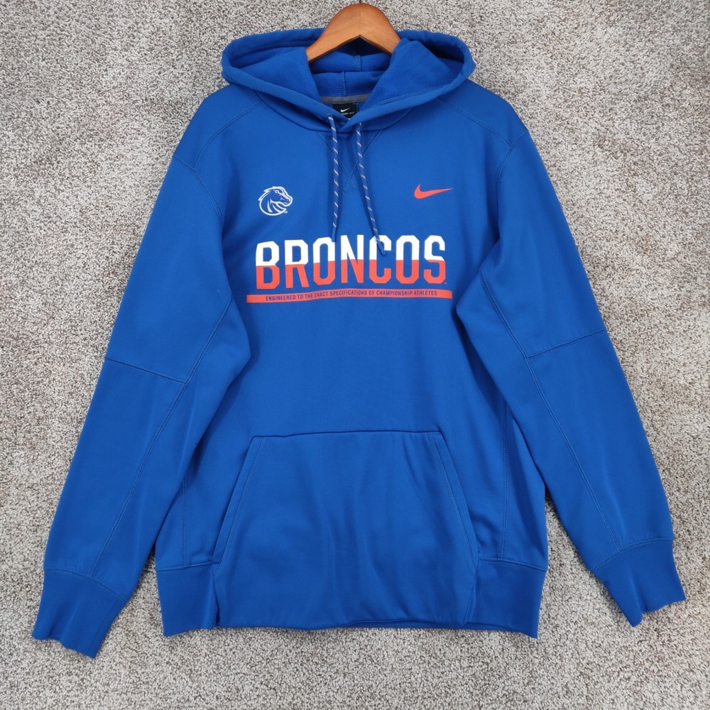 Nike Denver Broncos Hoodie Mens Large Blue Therma Fit Sweatshirt NFL Football